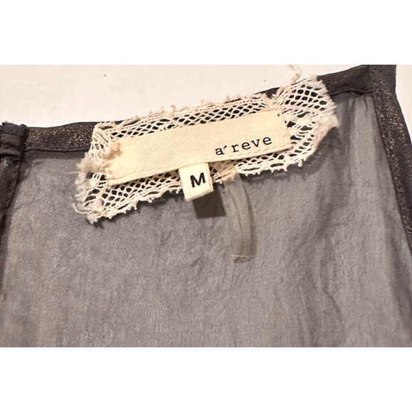 A'reve Anthropologie Gray Rosette Layered Spaghetti Strap Camisole Tank Medium - Picture 9 of 10